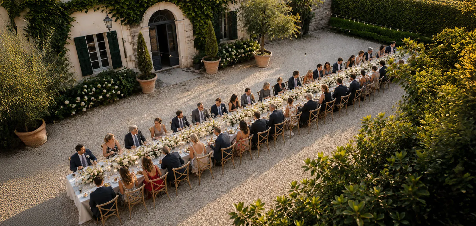 Tavolata di matrimonio allestita per il ricevimento