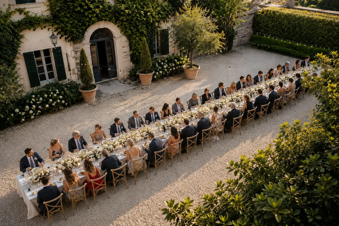 Tavolata di matrimonio allestita per il ricevimento